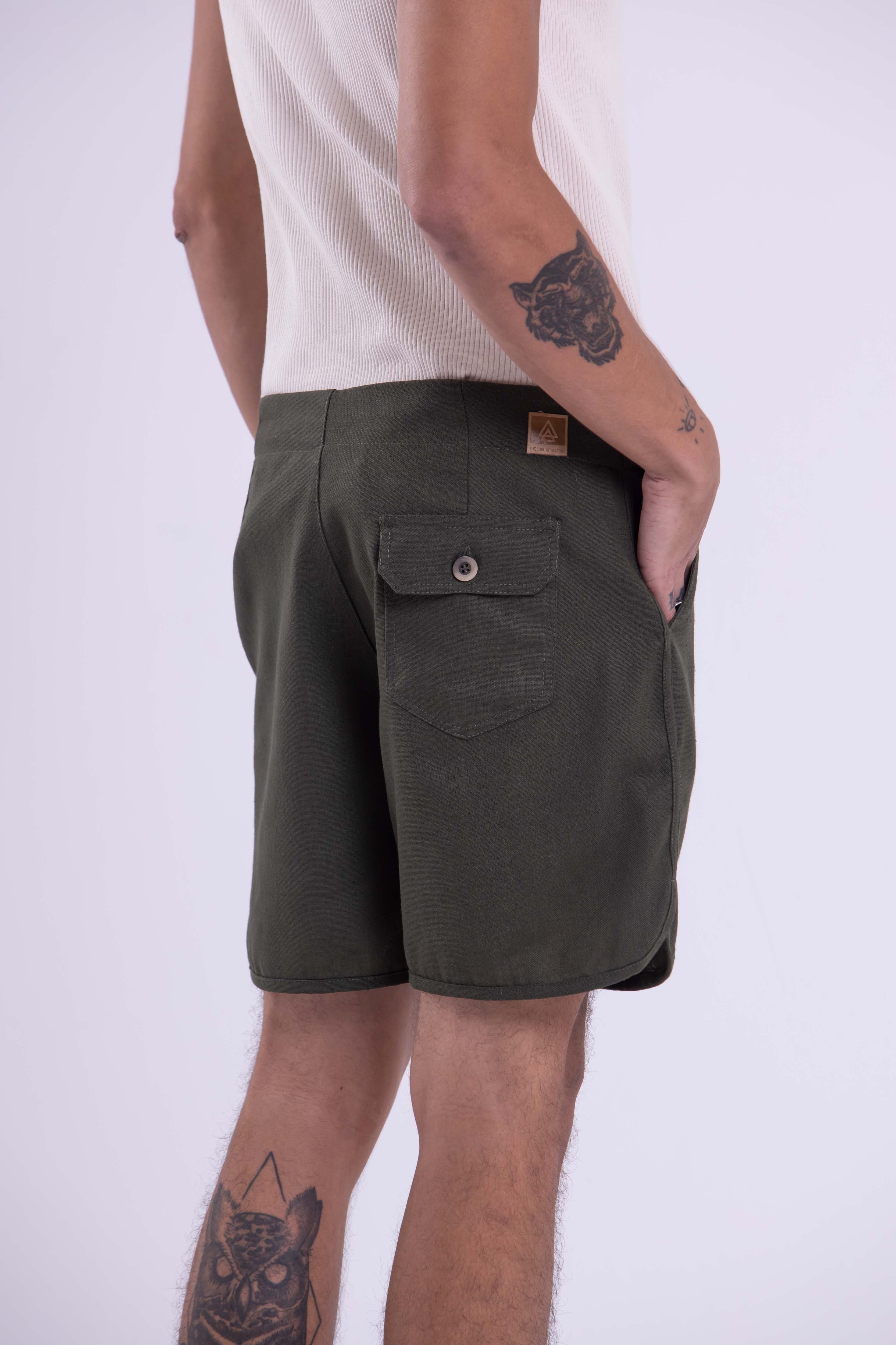 Bermuda De Linho California Verde Folha