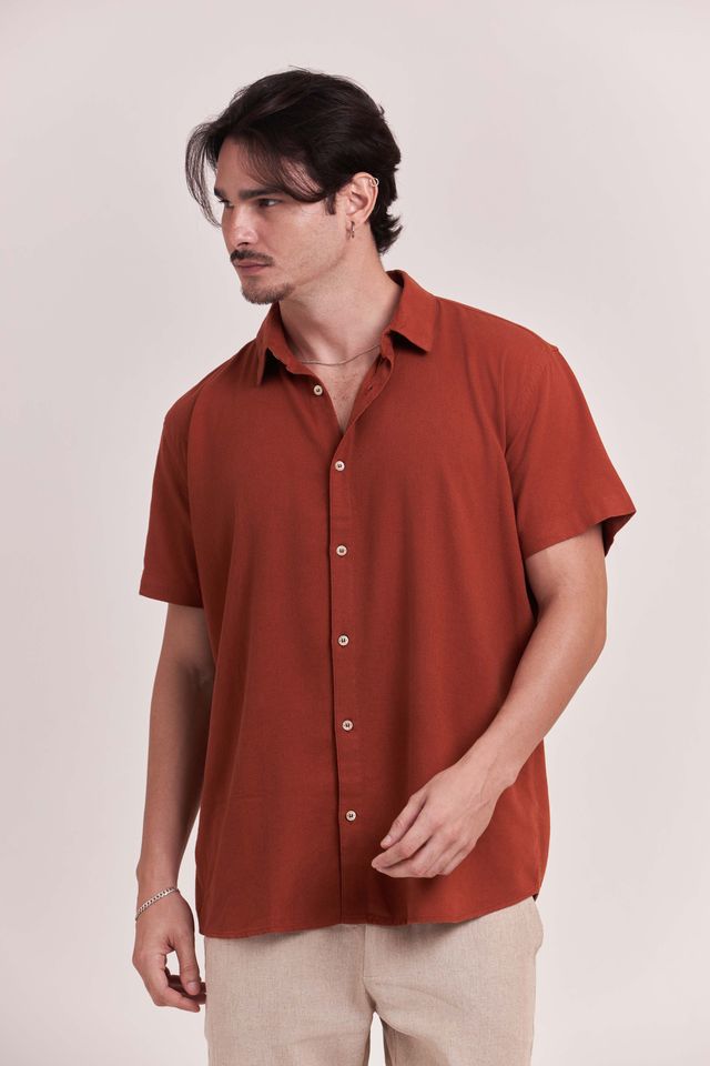 CAMISA ESSENTIAL WASH COGNAC
