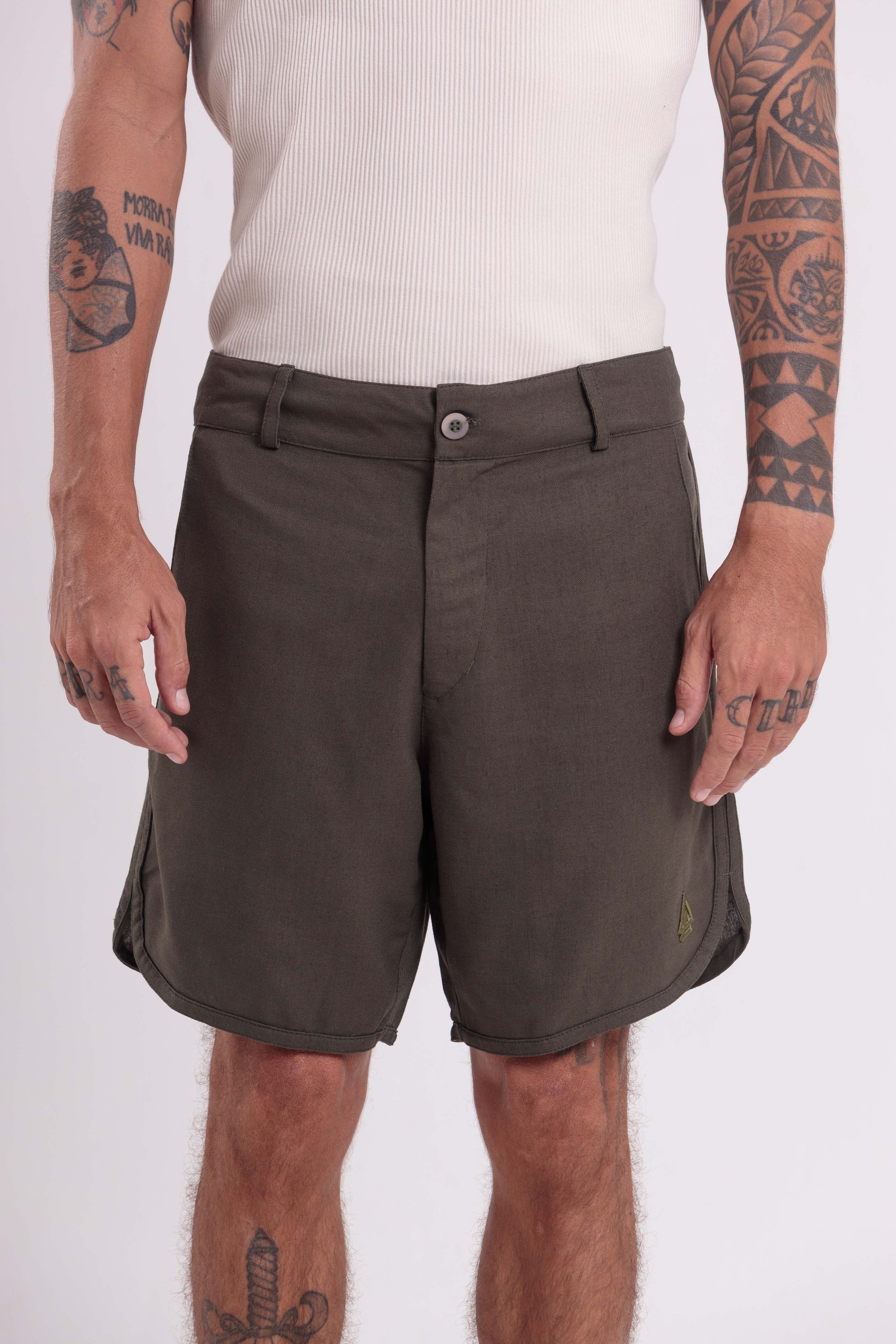 Bermuda Linho Daily Verde Militar