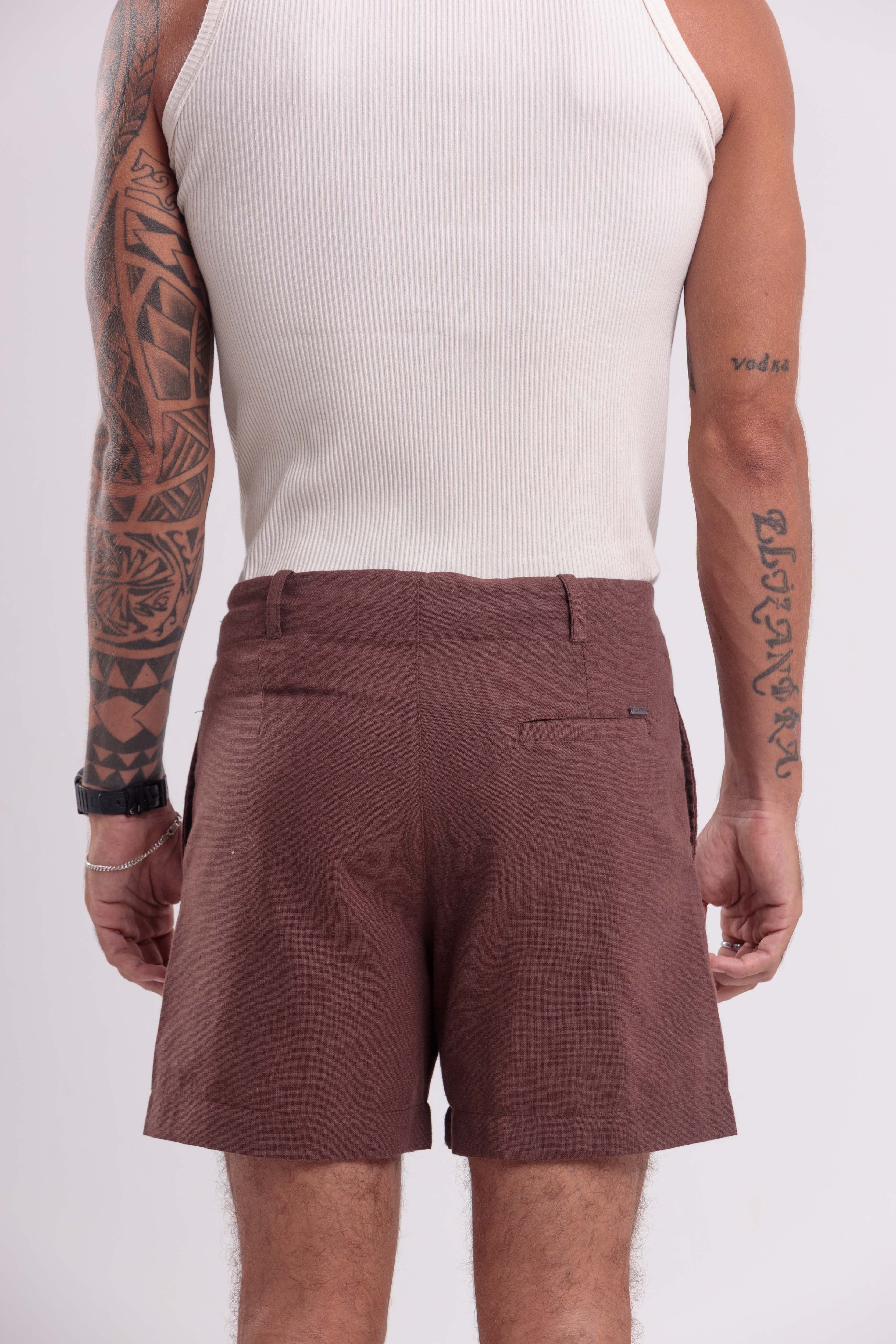 Bermuda Linho Essential Marrom