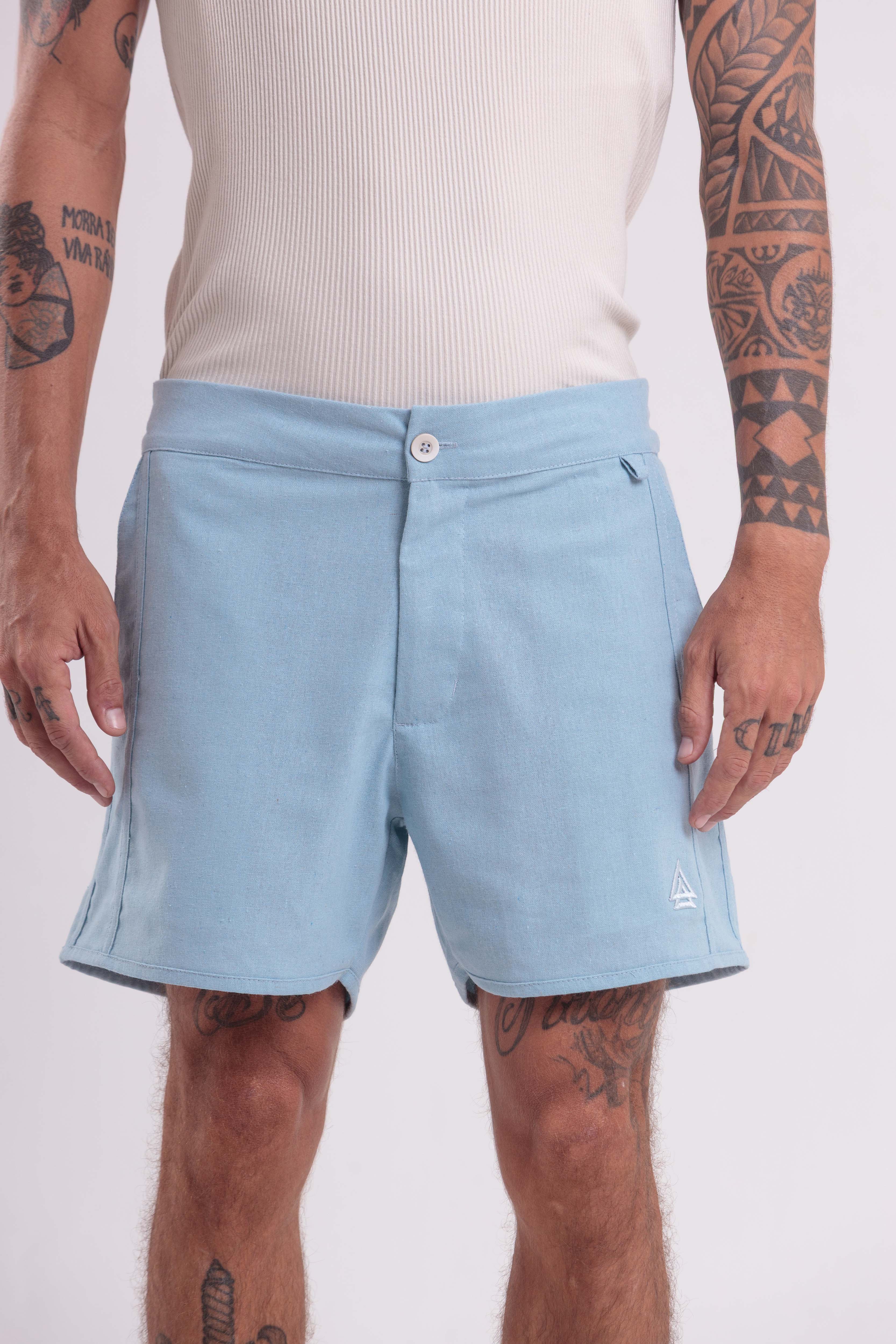 Bermuda Linho Jeri Azul Claro