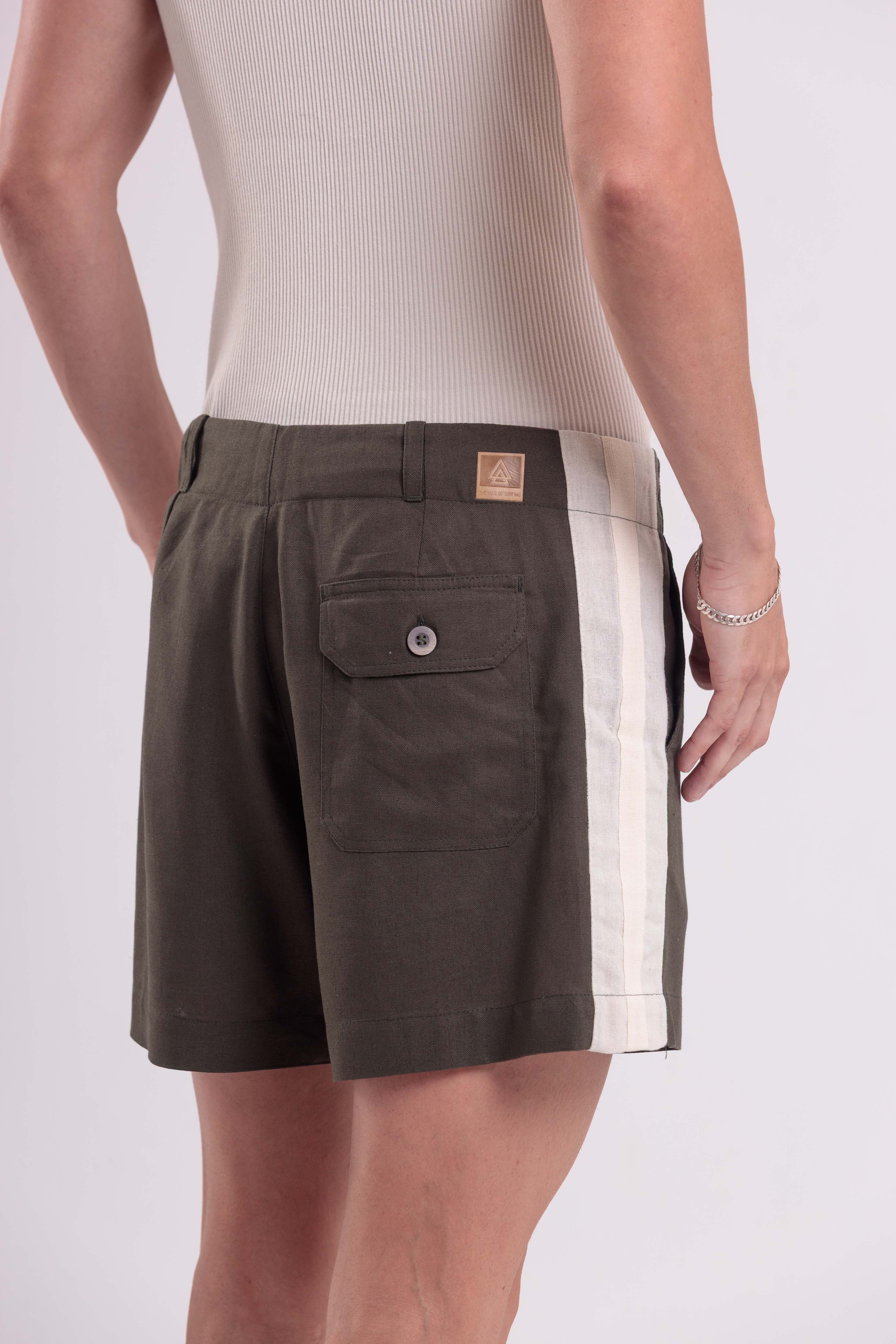 Bermuda De Linho Pipa Tailor Verde Militar