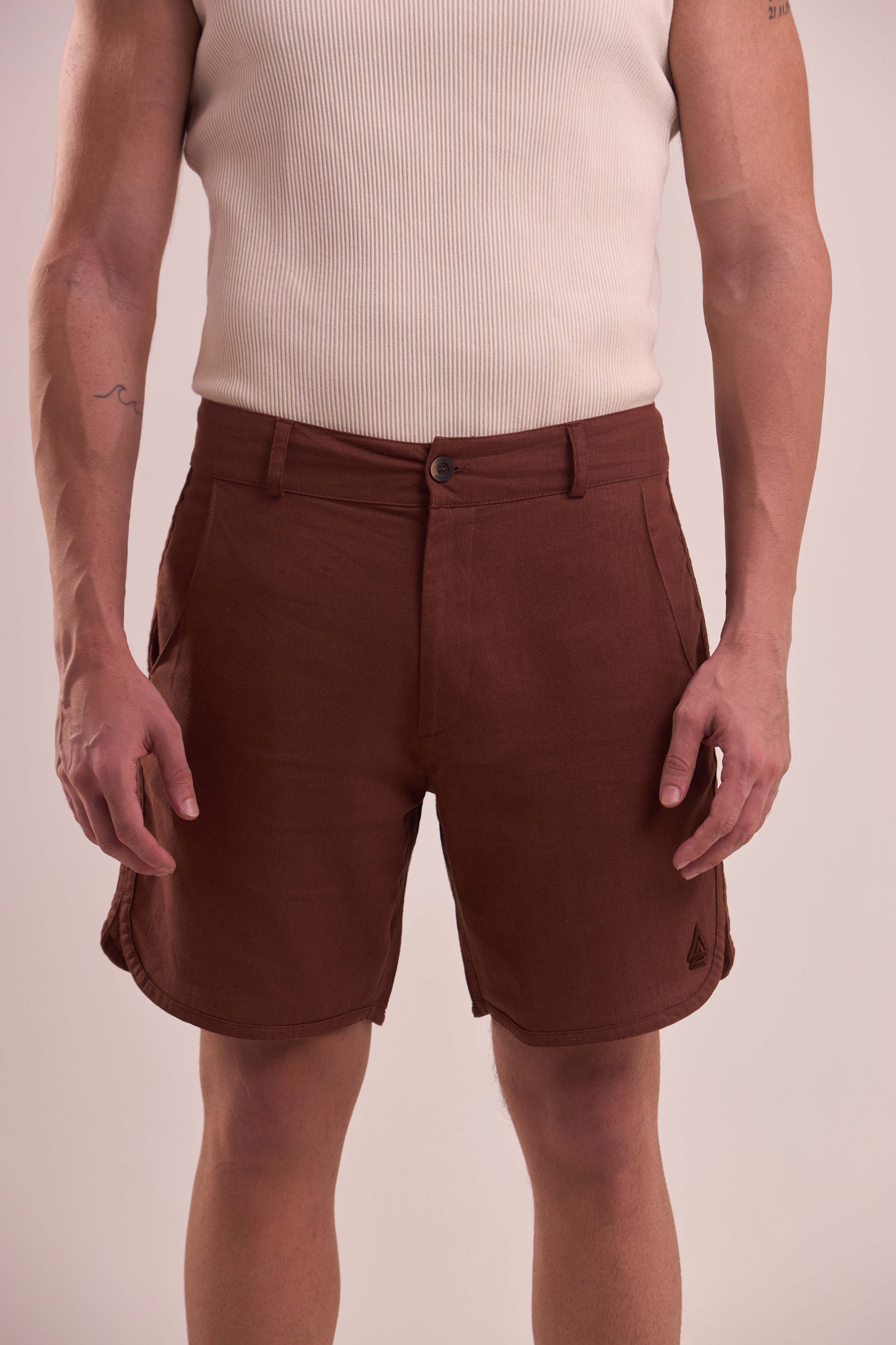 Bermuda de Linho Daily Marrom