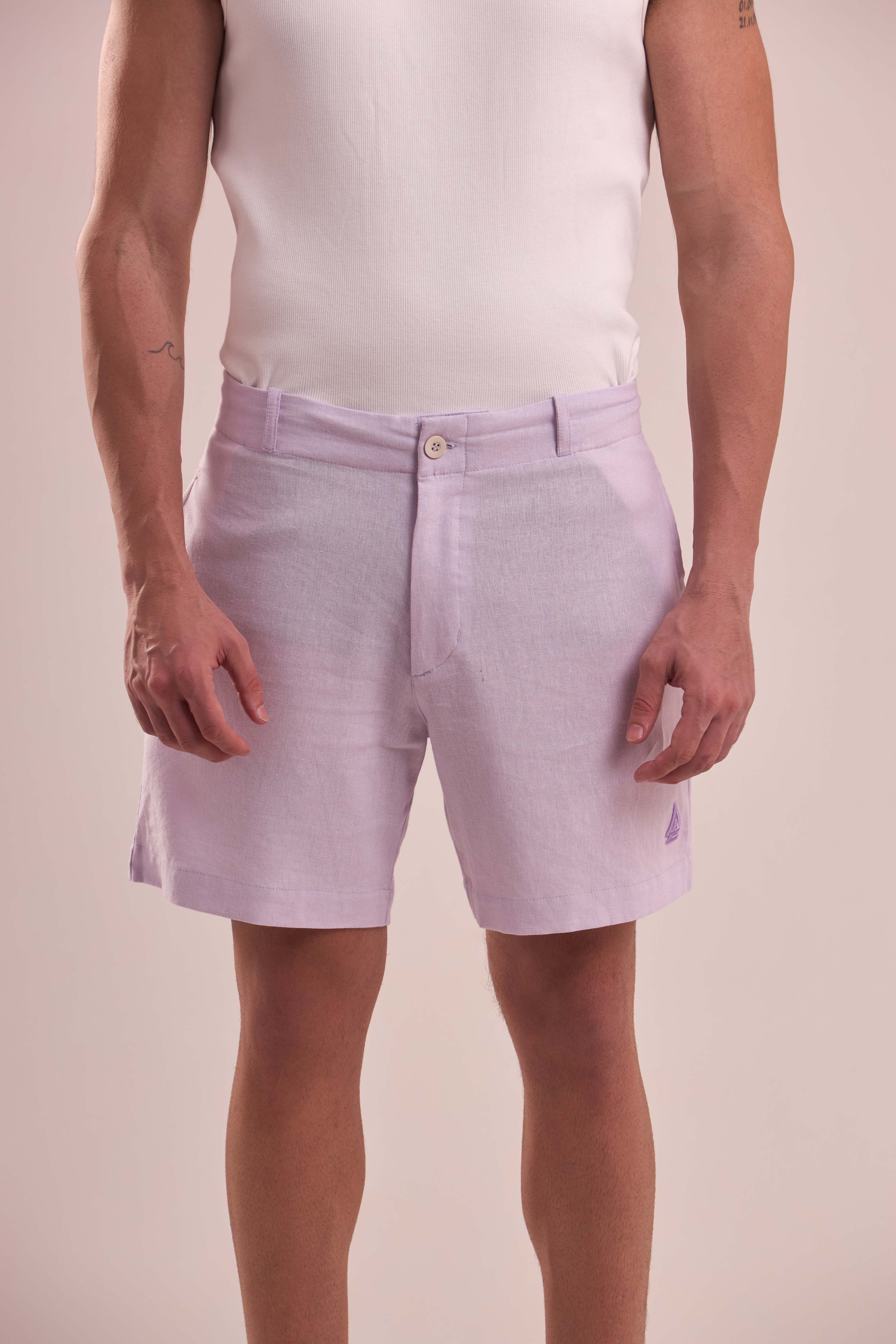 Bermuda de Linho Essential Lilac