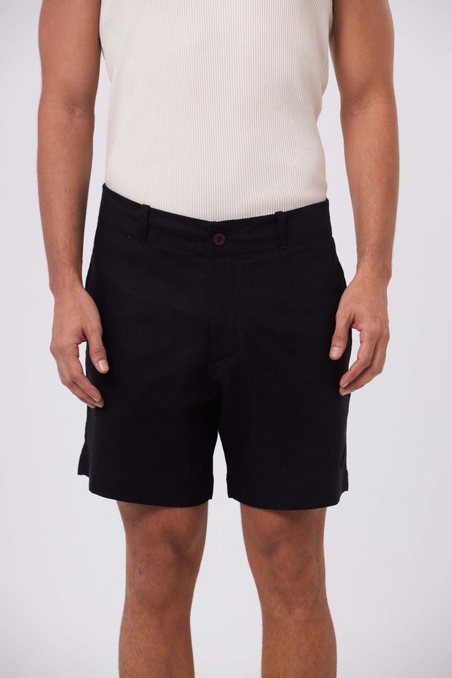 Bermuda de Linho Essential Preto