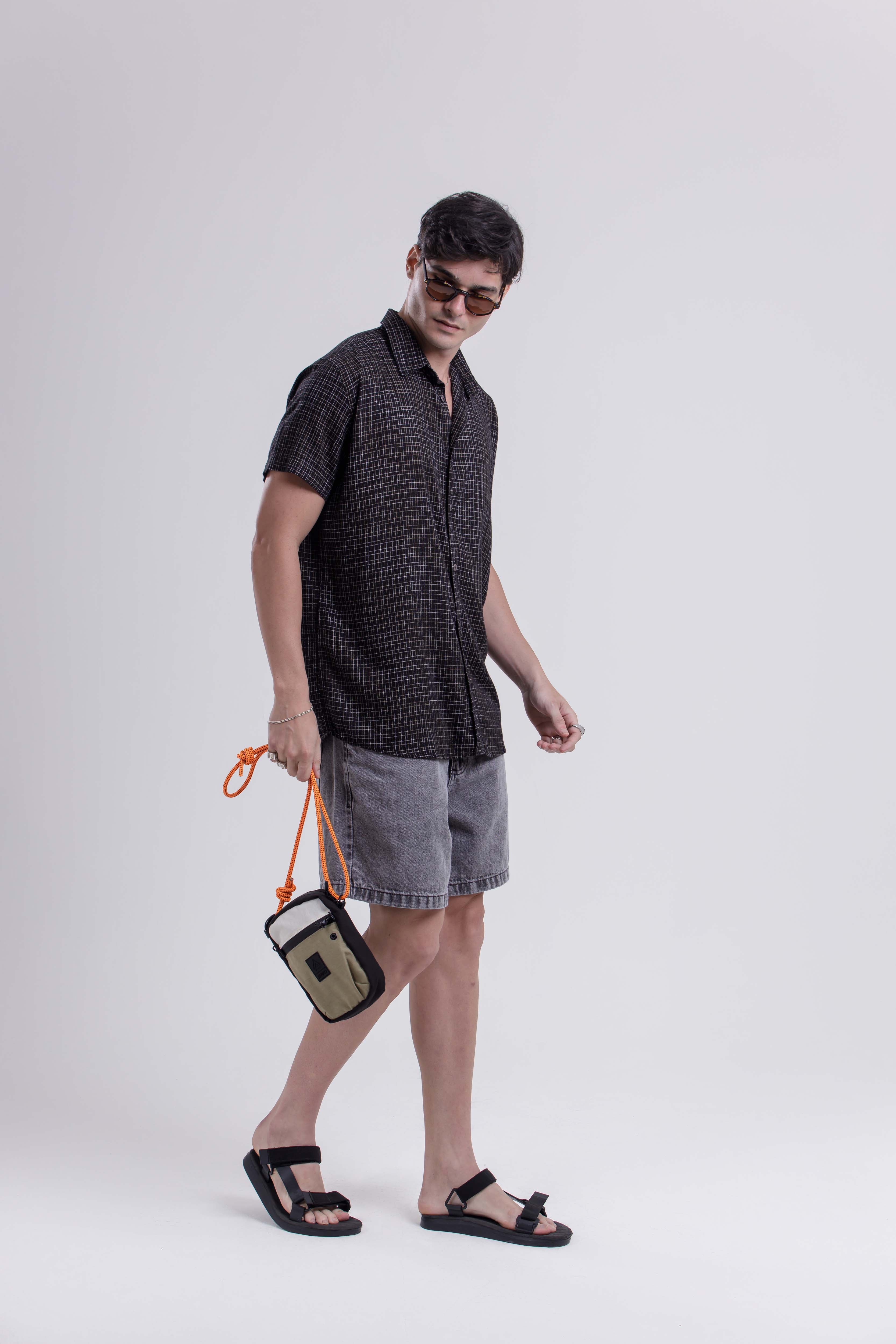 CAMISA DANDI GRID PRETO