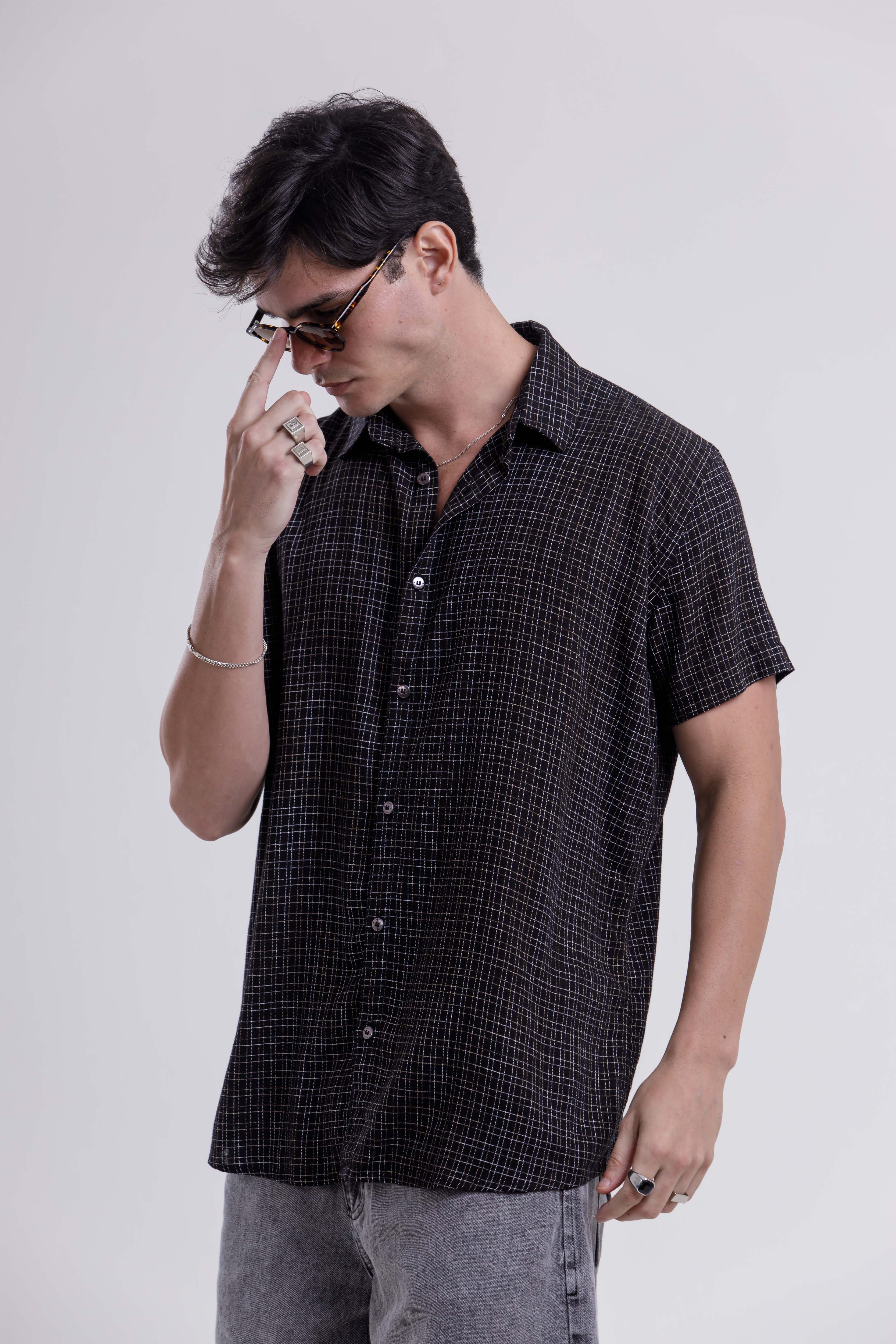 CAMISA DANDI GRID PRETO