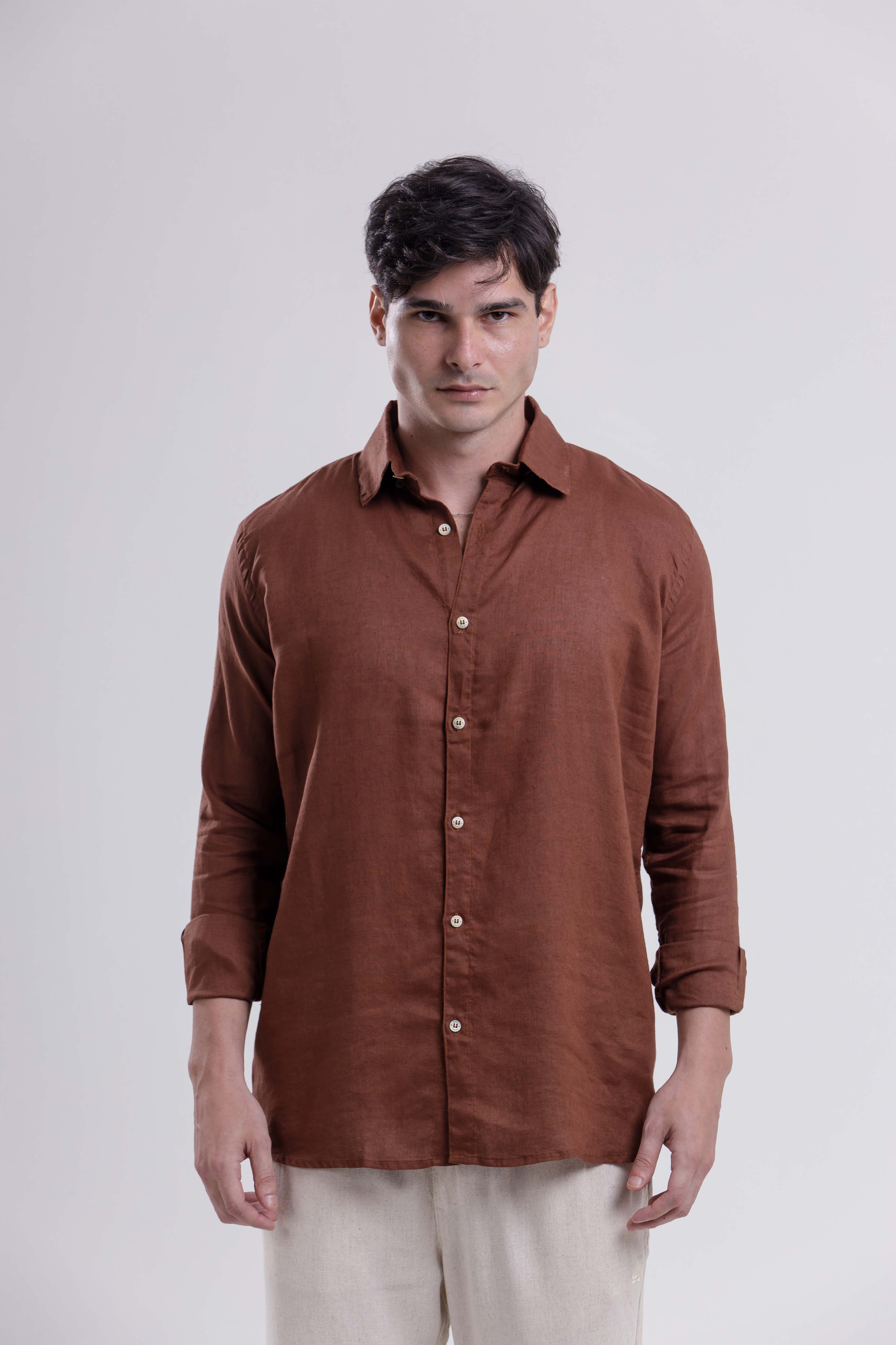 Camisa Dandi Manga Longa Marrom