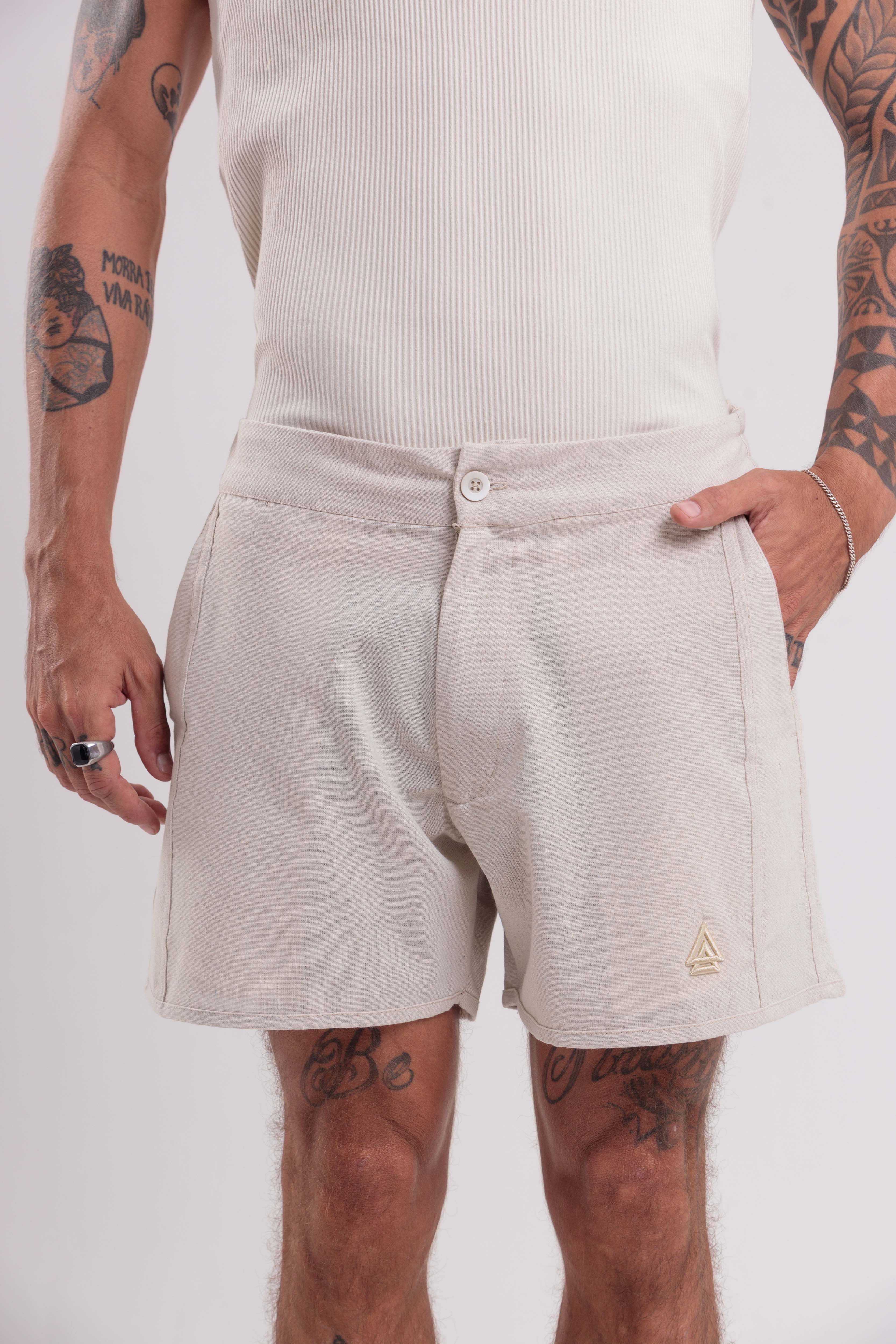 BERMUDA DE LINHO JERI NATURAL