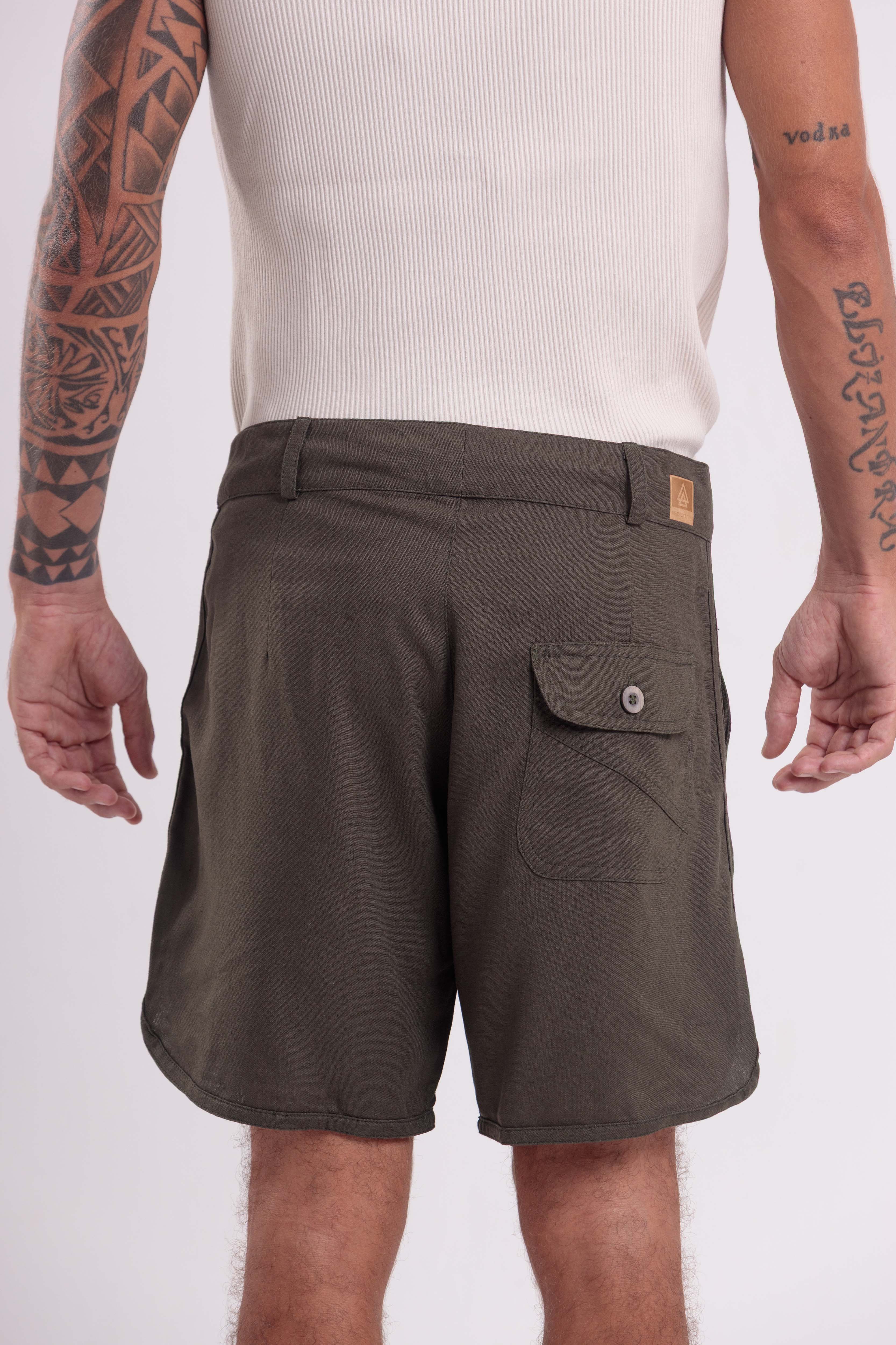 Bermuda Linho Daily Verde Militar