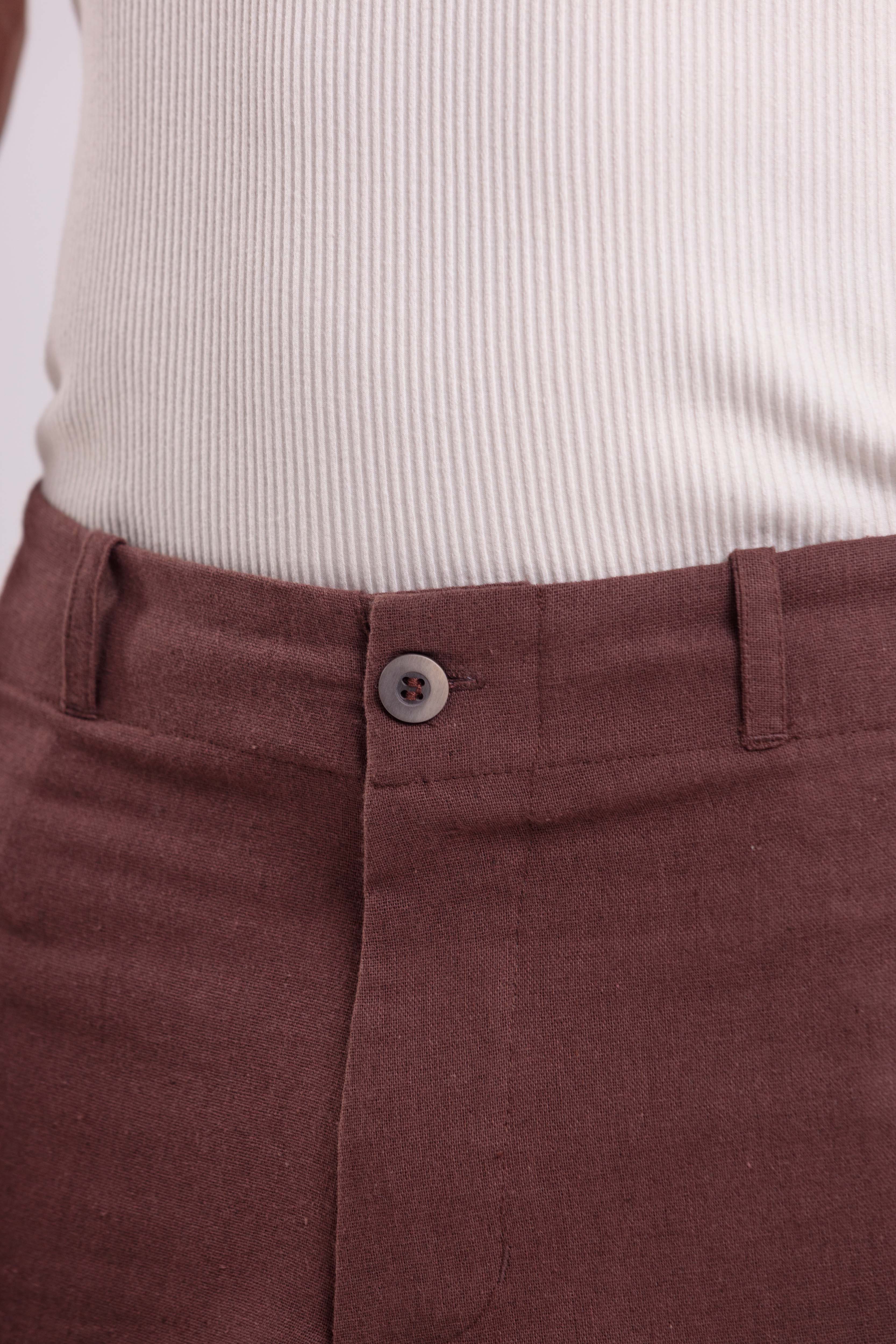 Bermuda Linho Essential Marrom