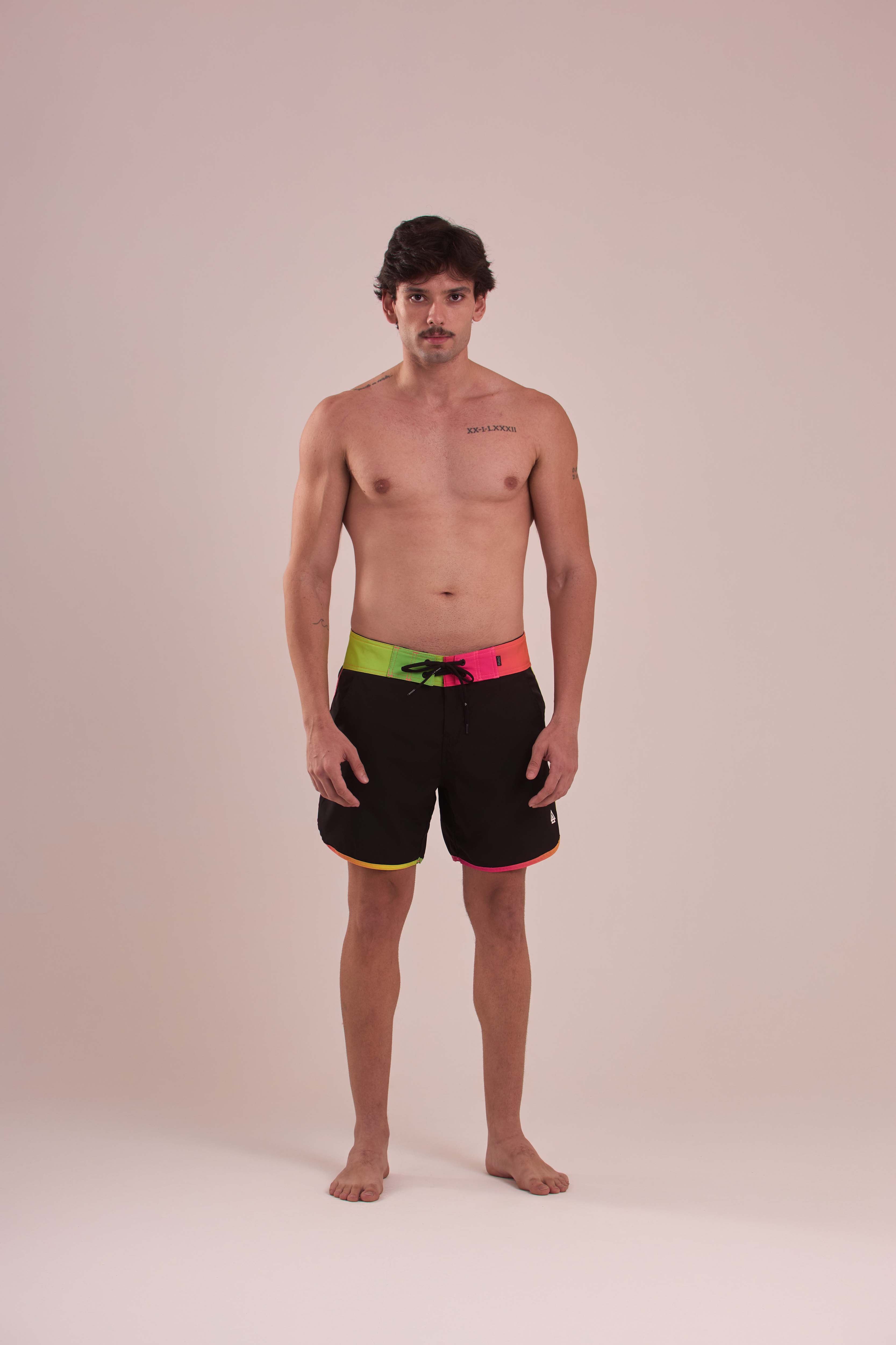 Boardshort Surf Retrô Degradê Neon