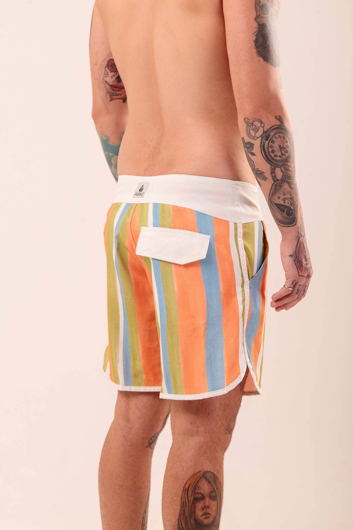 Boardshort Surf Retrô Listras Aquarela
