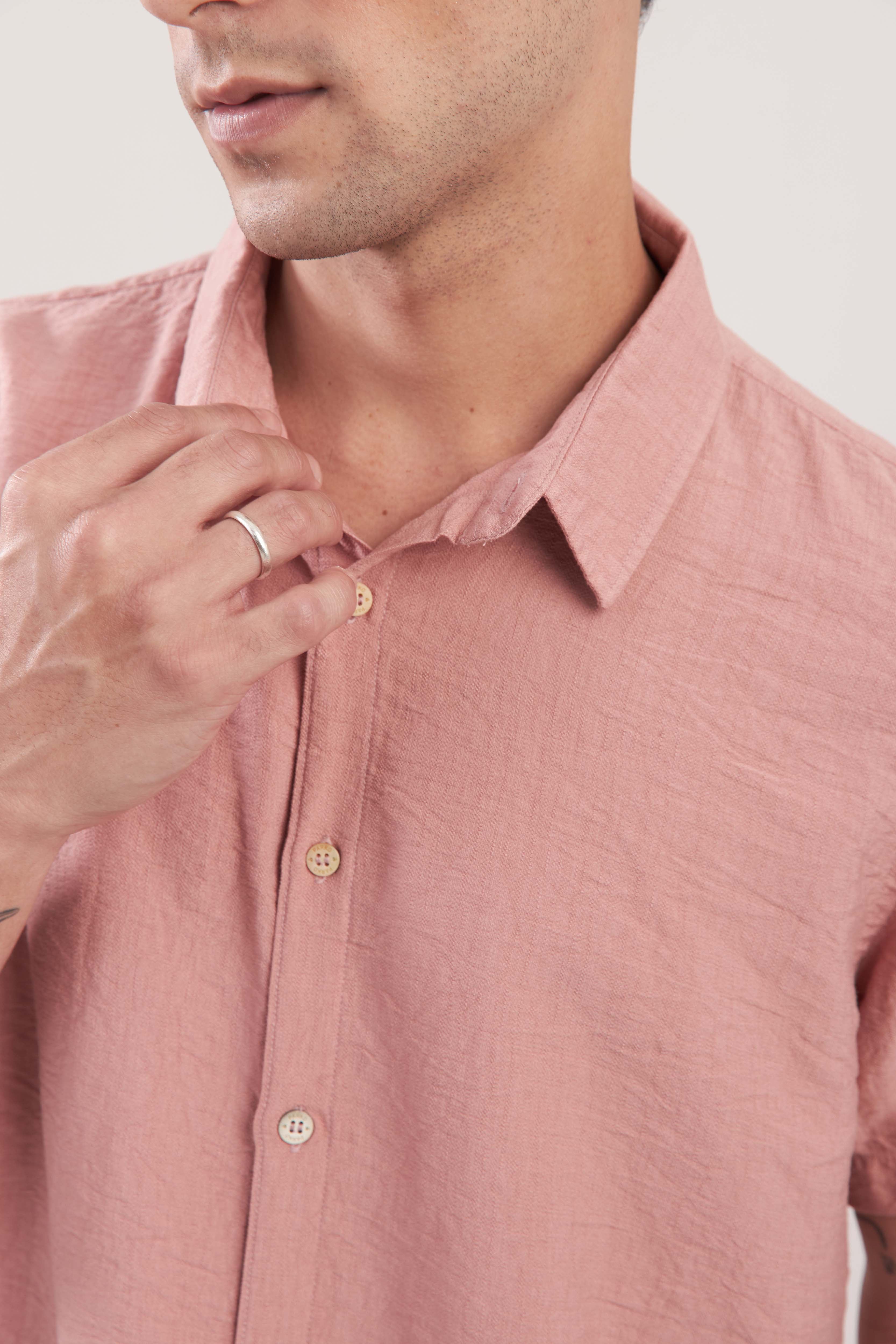 Camisa Relax Crinckle Rosa
