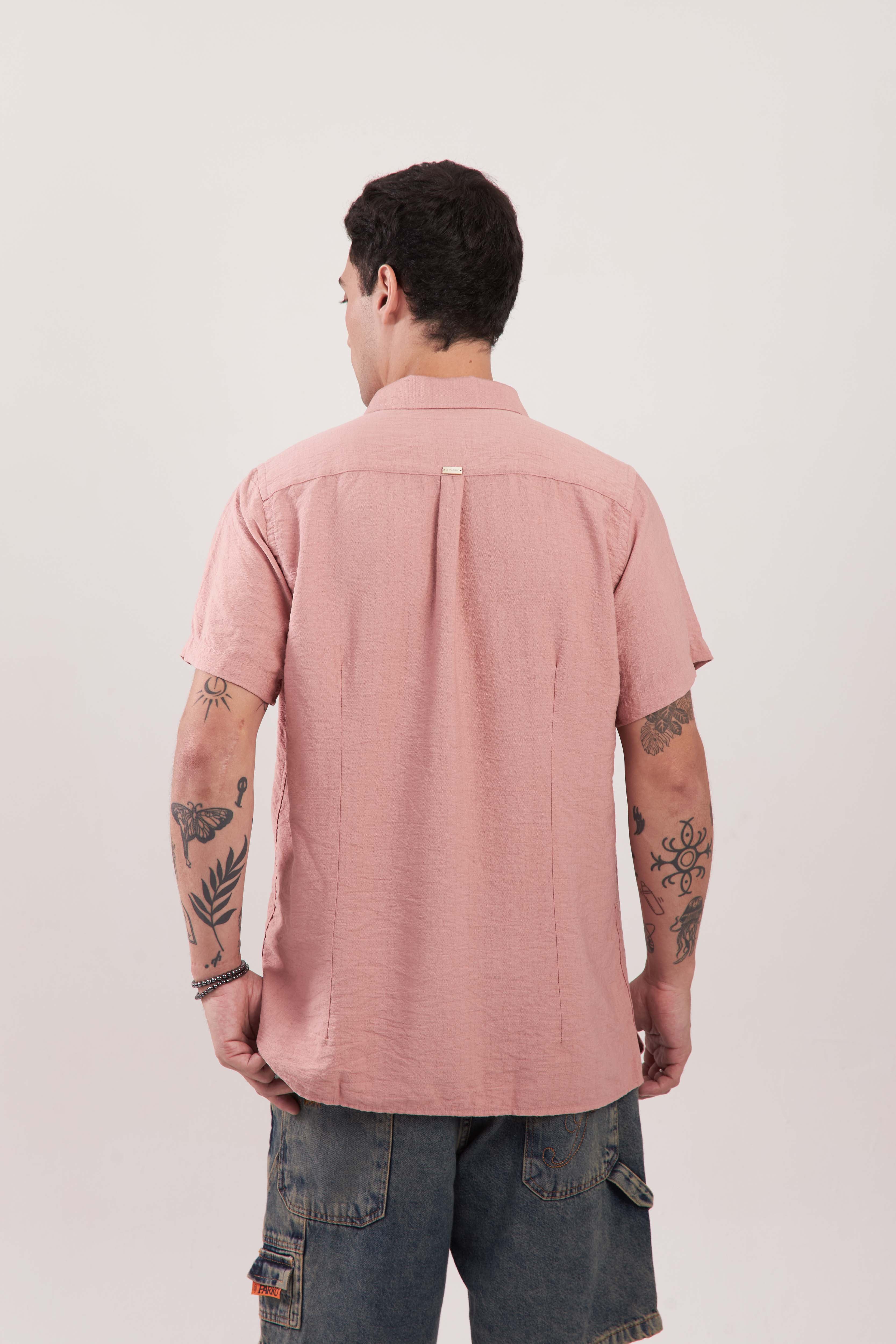 Camisa Relax Crinckle Rosa